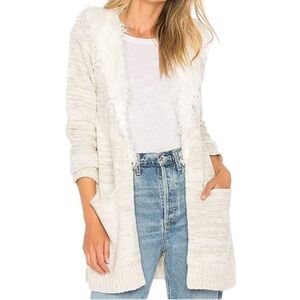 Show Me Your Mumu Roadie Cardigan Large Cream Faux Fur Trim Penny Lane Vibes